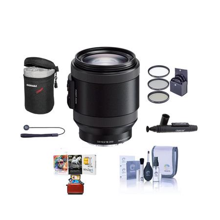 Sony E PZ 18-200mm f/3.5-6.3 OSS Lens for Sony E, Black w/Mac Software &  Acc Kit