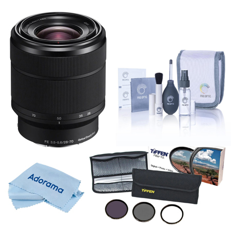 Sony FE 28-70mm f/3.5-5.6 OSS Lens, Bundle with 55mm Essentials Filter Kit, Cleaning Kit and Cleaning Cloth