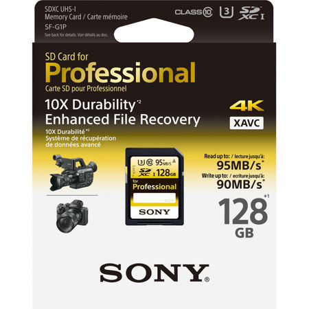 Sony 128GB SF-P Series Professional UHS-I Class 10 U3 SDXC Memory Card