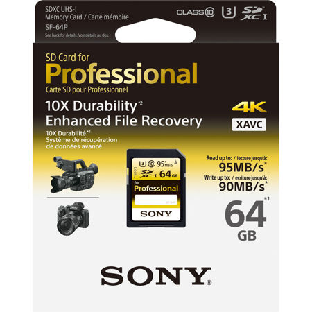 Sony 64GB SF-P Series Professional UHS-I Class 10 U3 SDXC Memory Card