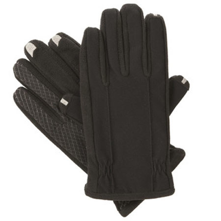 Isotoner Men's smarTouch Tech Stretch Gloves, Fleece Lined, Large, Black