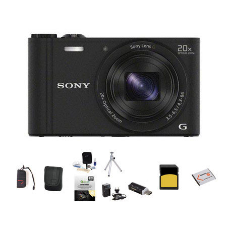 Sony Cyber-shot DSC-WX350 Digital Camera, Black With Pro Accessory Bundle