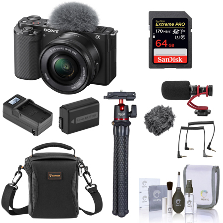 Sony ZV-E10 Mirrorless Camera with 16-50mm Lens + 64GB Memory Card + Bag +  More