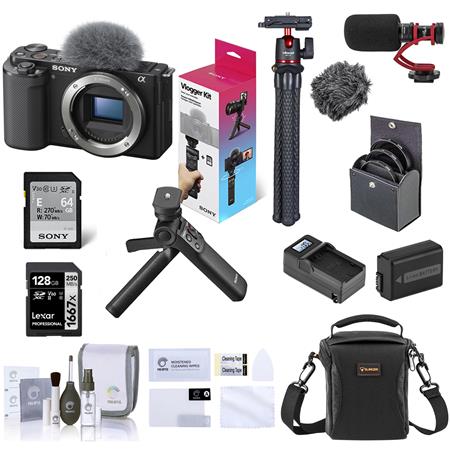 Sony ZV-E10 Mirrorless Camera w/16-50mm Lens, Black w/Vlogger Kit