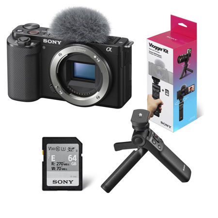 Sony ZV-E10 APS-C Mirrorless Interchangeable Lens Vlogging Camera with  16-50mm Lens, Black - Bundle with 64GB SD Card, Shoulder Bag, 40.5mm Filter  Kit