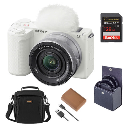 Sony Alpha ZV-E10 II w/E PZ 16-50mm f/3.5-5.6 OSS II Lens,White w/Essentials Kit