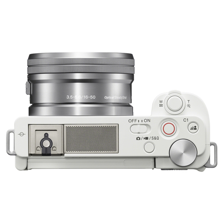 Sony ZV-E10 Mirrorless Camera with 16-50mm Lens, White ILCZV-E10L/W