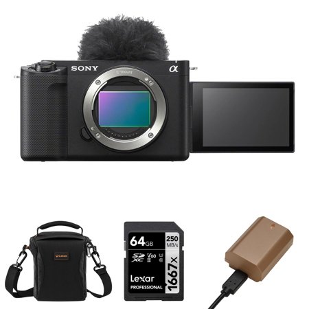 Sony ZV-E1 Mirrorless Camera, Black with Battery, 64GB Card & Shoulder Bag  ILCZV-E1/B K1