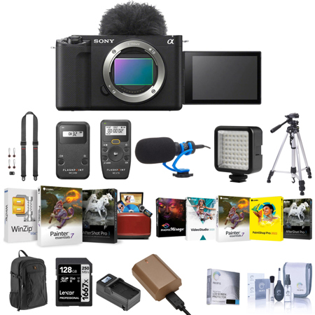 Sony ZV-E1 Mirrorless Camera, Black, Bundle with NP-FZ100 Battery, 128GB Memory Card, Tripod and Backpack