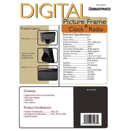 Smartparts SP6CR 6" Widescreen 16:9 Digital Picture Frm