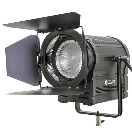 Intellytech Light Cannon Kit, Includes F-300 Bi-Color High Output 300W 7" LED Fresnel with DMX, Four-Leaf Metal Barndoors, Silver/Black