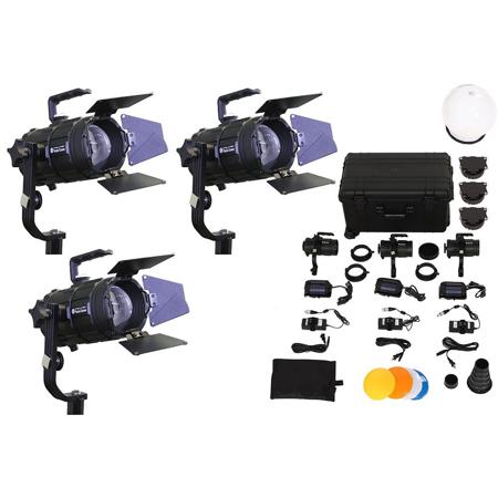 Intellytech Pocket Cannon Daylight Fresnel+Gold/VMount Adapter Plate 3 Light Kit