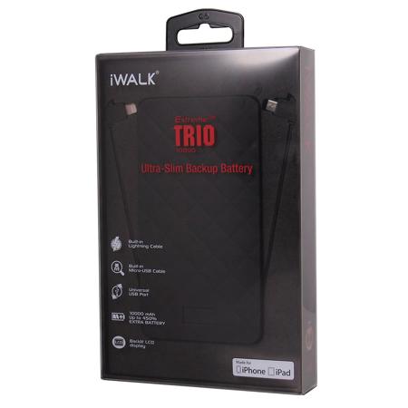 iWalk Extreme TRIO 10000mAH Ultra-Slim Backup Battery Power Bank, Black
