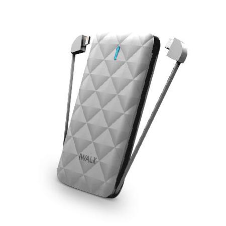 iWalk Duo UBO3000 3000mAh Rechargeable Backup Battery, Silver
