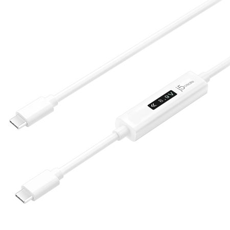 JUCP14 4' 100W USB-C 2.0 to USB Type-C Charging Cable with OLED Dynamic Power Meter
