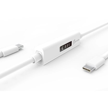 J5 Create JUCP14 4' 100W USB-C 2.0 to USB-C Cable, OLED Dynamic Power Meter