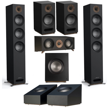 JAMO S809 Dolby Atmos Floorstanding Speakers, Black, Pair Bundle