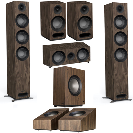 Jamo S 809 7.1 Home Theater Pack, with 2x S 809 5" Floorstanding Speaker, 2x S 803 Bookshelf Speaker, S 81 Center Speaker, S 810 10" Subwoofer and 2x S 8 ATM 4" Surround Speaker, Walnut