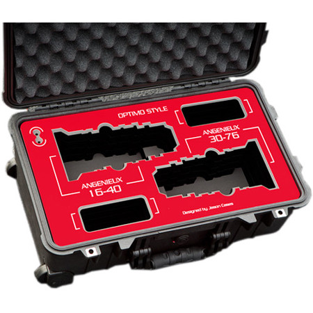 Jason Cases Protective Case with Laser-Cut Foam for Angenieux Optimo Style 16-40mm & 30-76 Lenses, Red Overlay