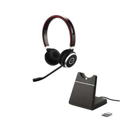 Jabra Evolve 65 MS Stereo Bluetooth Headset with USB Adapter and Charging Stand