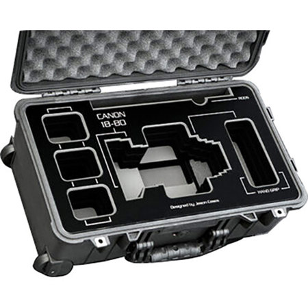 Jason Cases Hard Case w/Laser-Cut Foam for Canon 18-80mm Lens,Black Overlay