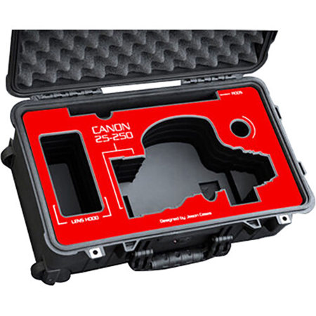 Jason Cases Hard Case with Laser-Cut Foam for Canon 25-250mm Lens, Red Overlay
