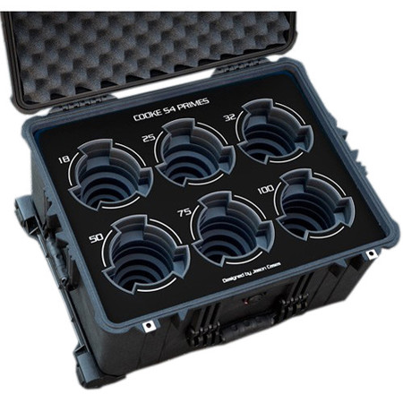 Jason Cases Protective Case with Laser-Cut Foam for Set of 6 Cooke S4 Prime Lenses, Black Overlay
