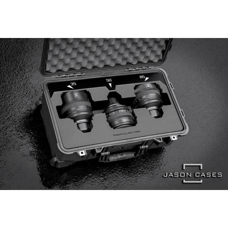 Jason Cases Wheeled Hard Case with Foam for 3x Sony PL Mount Prime T2.0 Lens