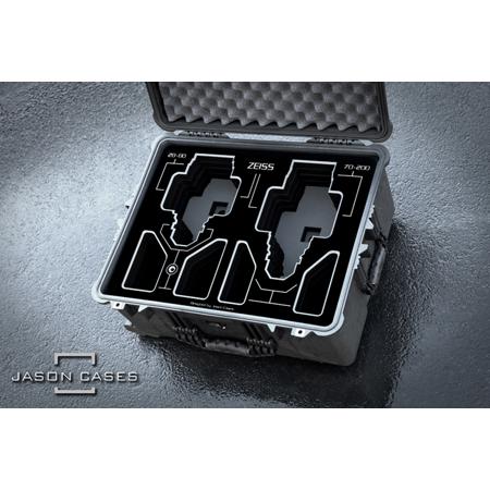 Jason Cases Wheeled Hard Case with Laser-Cut Foam for Zeiss 28-80mm and 70-200mm CZ.2 Lens, Black Overlay