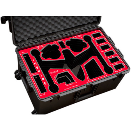 Jason Cases Protective Case with Foam for DJI Inspire Quadcopter, Red Overlay