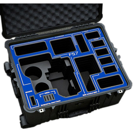 Jason Cases Hard Rolling Case For Sony Fs7 Camera, Blue Overlay