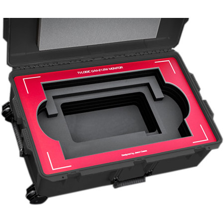 Jason Cases Protective Case with Laser-Cut Foam for TVLogic LVM-212W Rack Monitor, Red Overlay