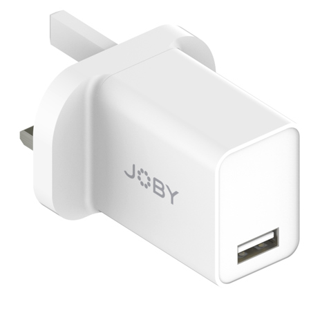 JOBY Universal Compact 12W 2.4A USB Type-A Wall Charger, UK Plug