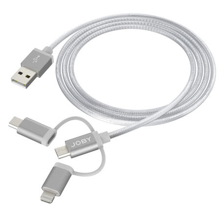 JOBY 3.9' 3-In-1 Universal Charge and Sync Cable, Space Gray