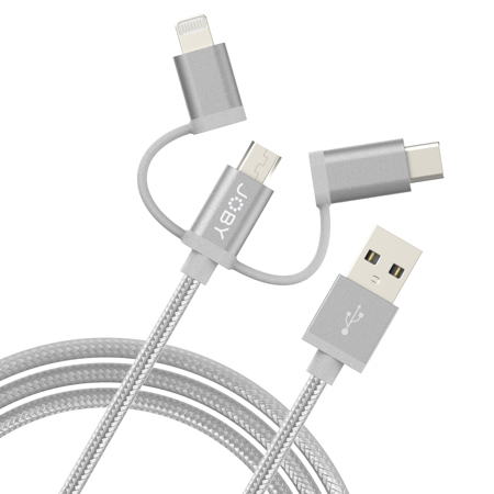 JOBY 3.9' 3-In-1 Universal Charge and Sync Cable, Space Gray