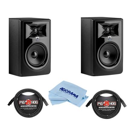 JBL 2 Pack 306P MkII Powered 6.5" 2-Way Studio Monitor W/2x 10'8mm XLR Mic Cable