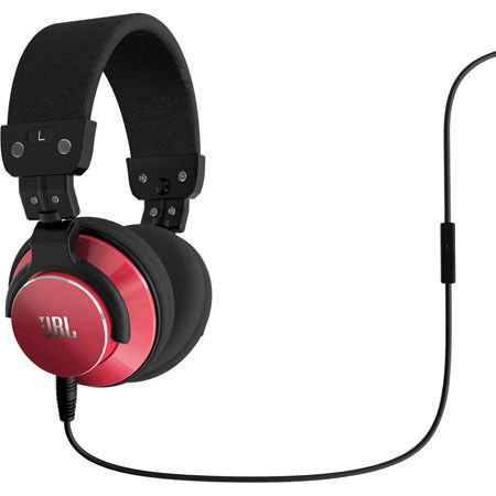 JBL BassLine DJ-Style Over-Ear Stereo Headphones, Red