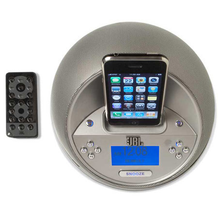 JBL Portable On Time Micro Loudspeaker Dock with Clock & Alarm, Aluminum