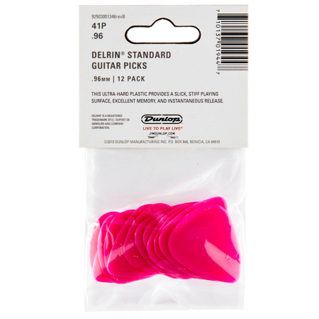 Dunlop Delrin 500 Series Guitar Picks, .96mm Gauge, Dark Pink, 12-Pack