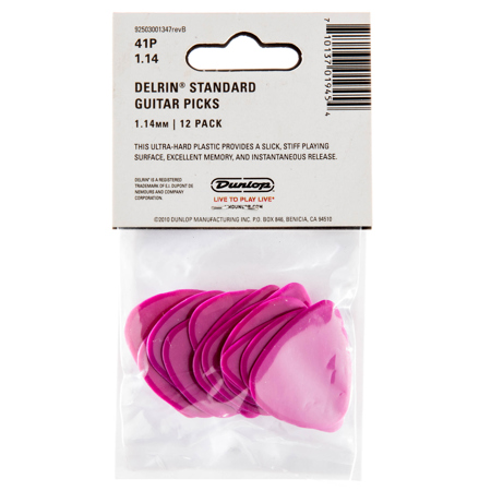 Dunlop Delrin 500 Series Guitar Picks, 1.44mm Gauge, Magenta, 12-Pack