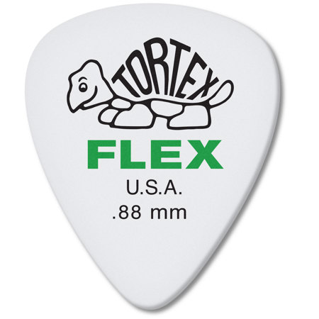 Dunlop Tortex Flex Standard Guitar Picks, .88mm Gauge, White, 12-Pack