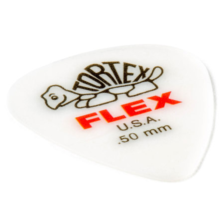 Dunlop Tortex Flex Standard Guitar Picks, .50mm Gauge, White, 72-Pack