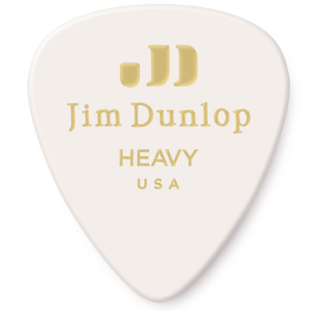 Dunlop Celluloid Guitar Picks, Heavy, White, 12-Pack