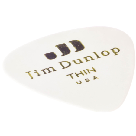 Dunlop Celluloid Guitar Picks, Thin, White, 12-Pack