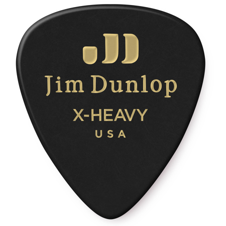 Dunlop Celluloid Guitar Picks, Extra Heavy, Black, 12-Pack