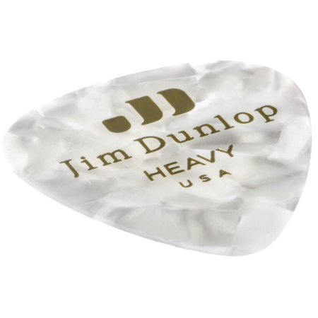 Dunlop Celluloid Guitar Picks, Heavy, White Pearloid, 12-Pack