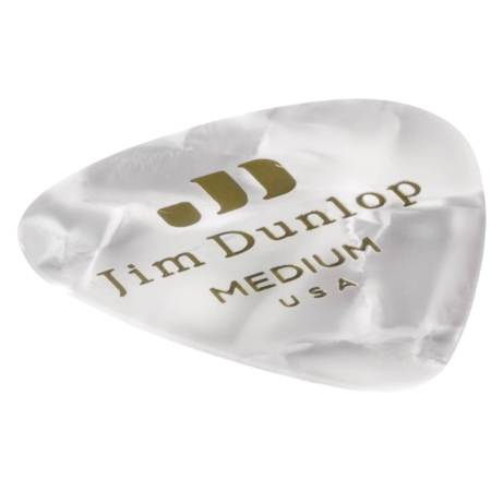 Dunlop Celluloid Guitar Picks, Medium, White Pearloid, 12-Pack