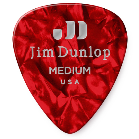 Dunlop Celluloid Guitar Picks, Medium, Red Pearloid, 12-Pack