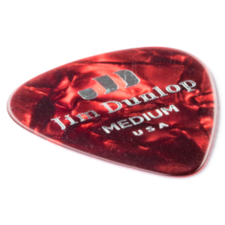 Dunlop Celluloid Guitar Picks, Medium, Red Pearloid, 12-Pack