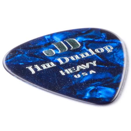 Dunlop Celluloid Guitar Picks, Heavy, Blue Pearloid, 12-Pack